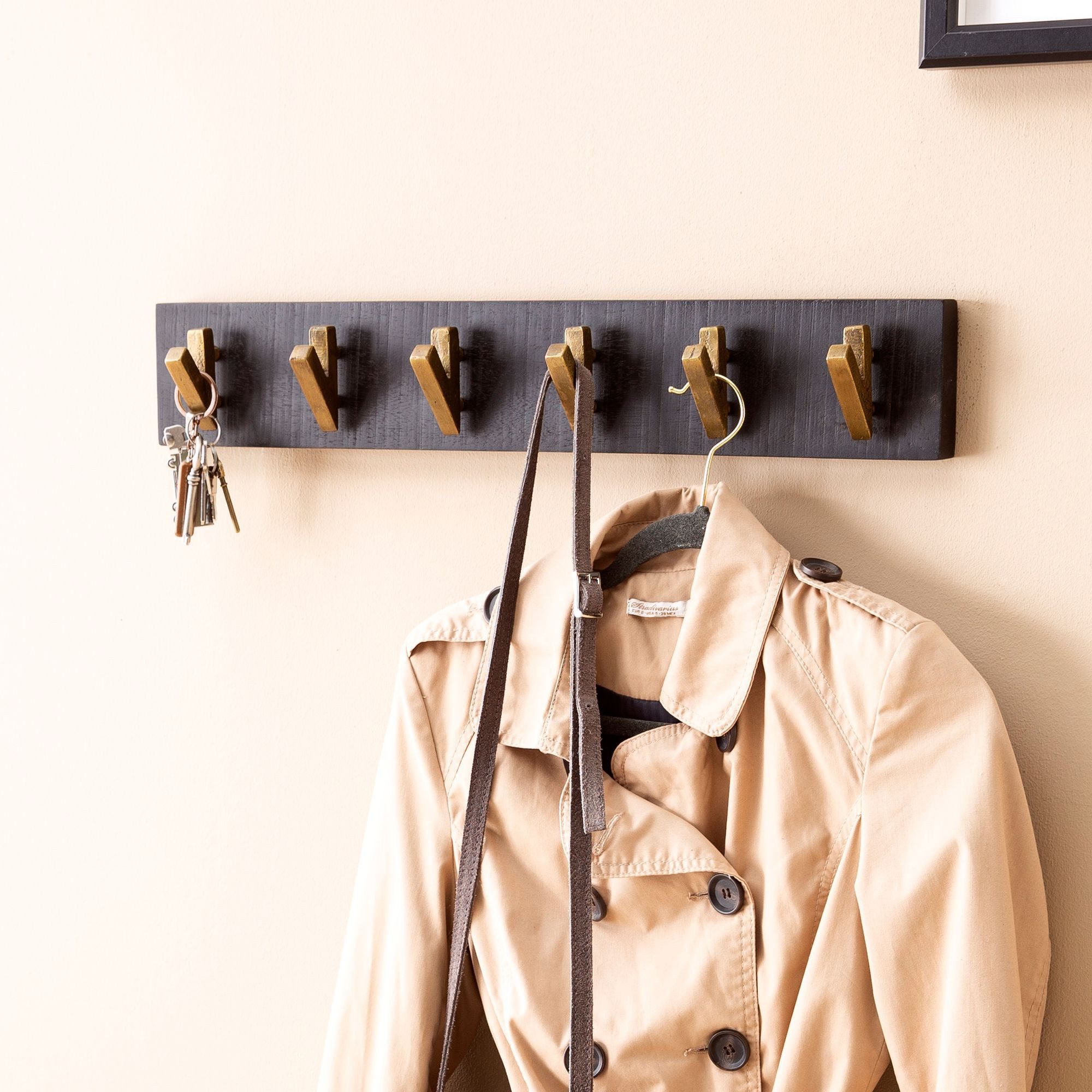 FINEBUY Wandgarderobe FB98143 (Mango Massivholz / günstig online kaufen