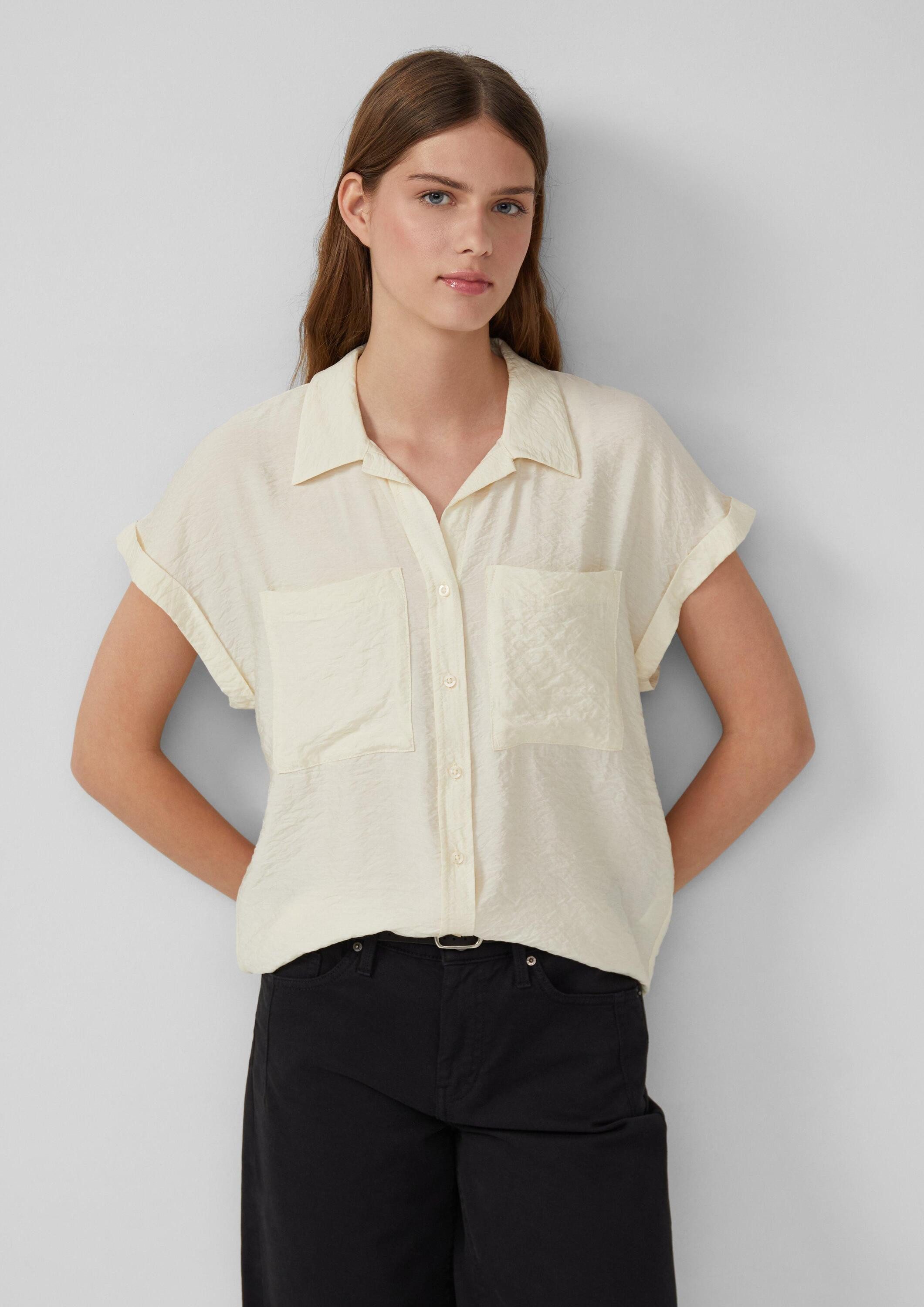 s.Oliver Kurzarmbluse Bluse Bluse aus strukturiertem Viskosemix mit aufgese günstig online kaufen