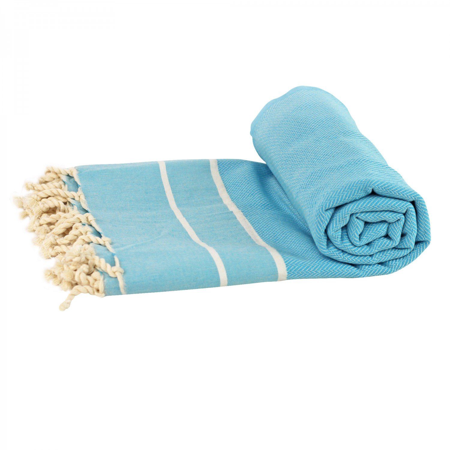 mitienda Hamamtuch Handtuch Fouta sand aqua, Badetuch aus Baumwolle, Frottier