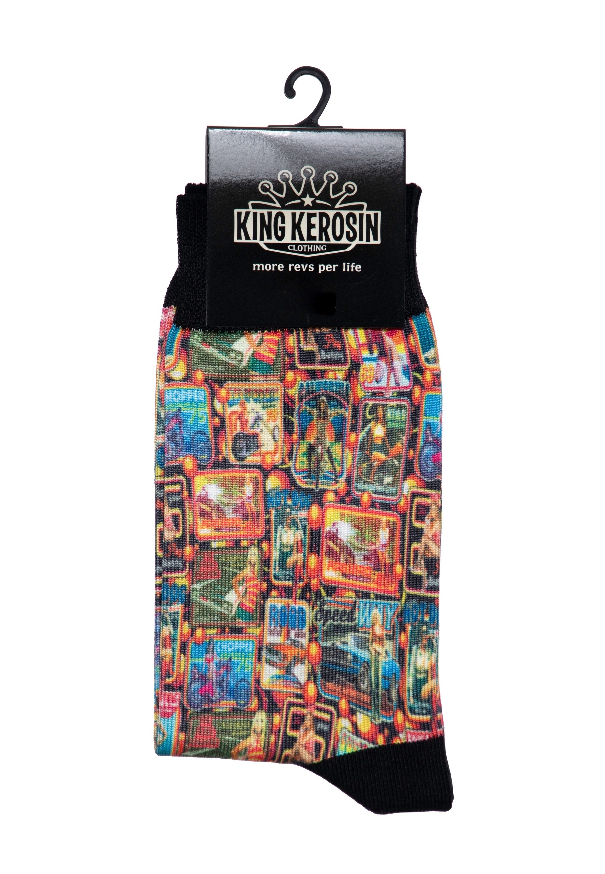 KingKerosin Socken Seventies mit retro Allover-Print