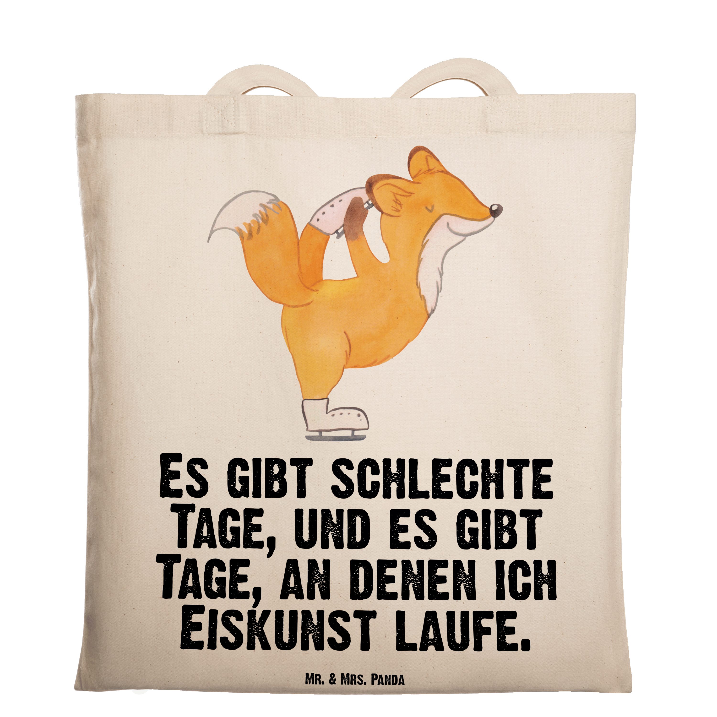 Mr. & Mrs. Panda Tragetasche Fuchs Eiskunstläufer Tage - Transparent - Geschenk, Beutel, Einkaufst (1-tlg)