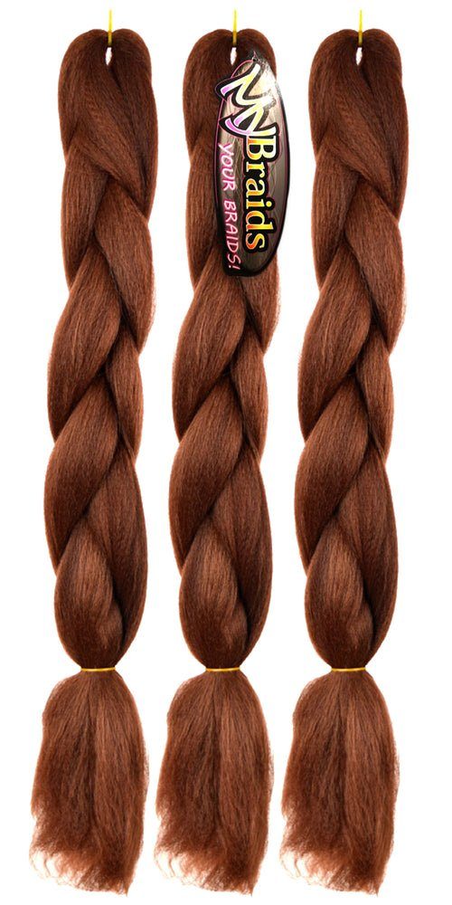 MyBraids YOUR BRAIDS! Kunsthaar-Extension Jumbo Braids Flechthaar Zöpfe 1-farbig im 3er Pack 8-AY Schokobraun