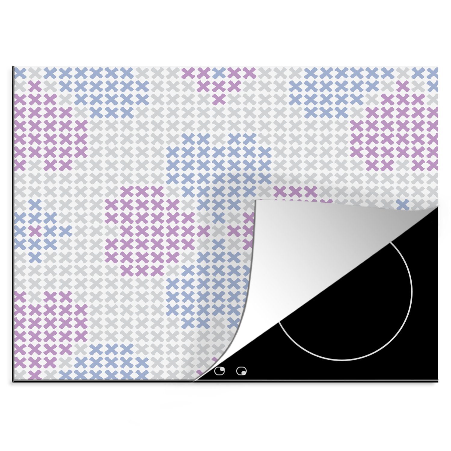 MuchoWow Herdblende-/Abdeckplatte Klee - Muster - Violett, Vinyl, (1 tlg), 60x52 cm, Mobile Arbeitsfläche nutzbar, Ceranfeldabdeckung