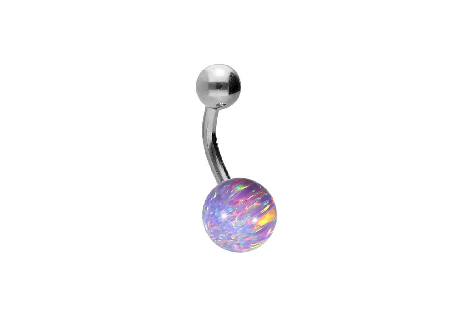 PIERCINGLINE Bauchnabelpiercing Titan Bananabell SYNTHETISCHER OPAL + TITAN-KUGEL (Bananabells, 1-tlg)