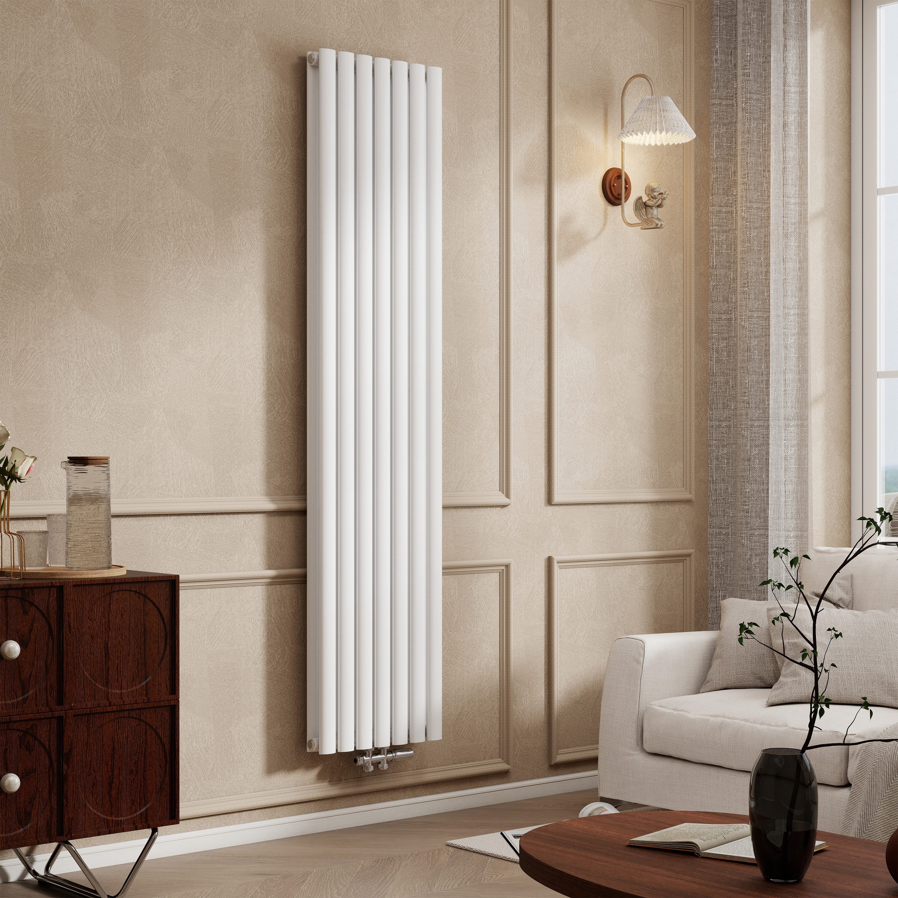 Duschparadies Heizkörper Oval Röhrenheizkörper für Warmwasserbetrieb, Doppelt Paneelheizkörper