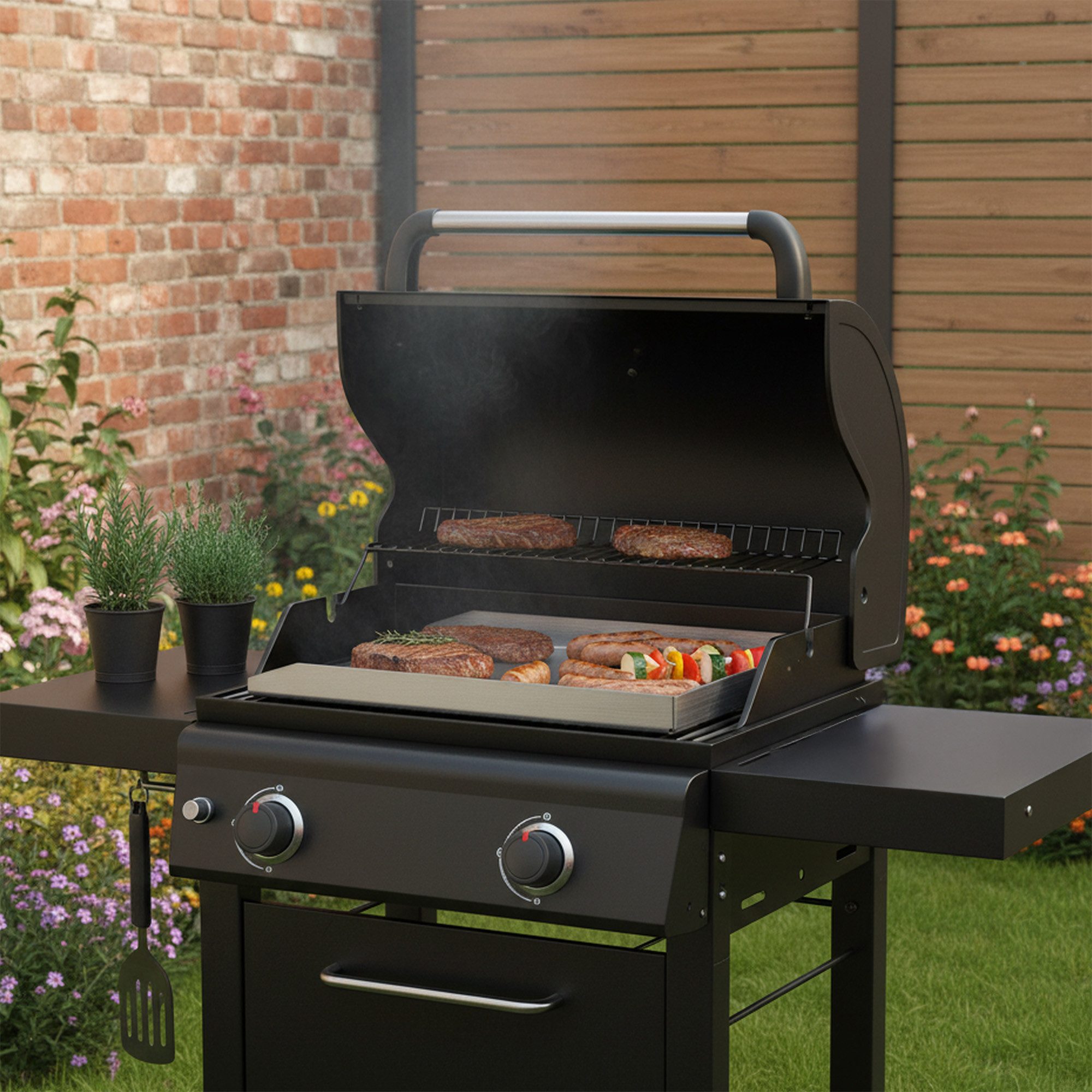 BBQ-Toro Grillplatte Edelstahl Grillplatte, 30 x 40 cm, BBQ Grill Plancha für Steak, Spiege
