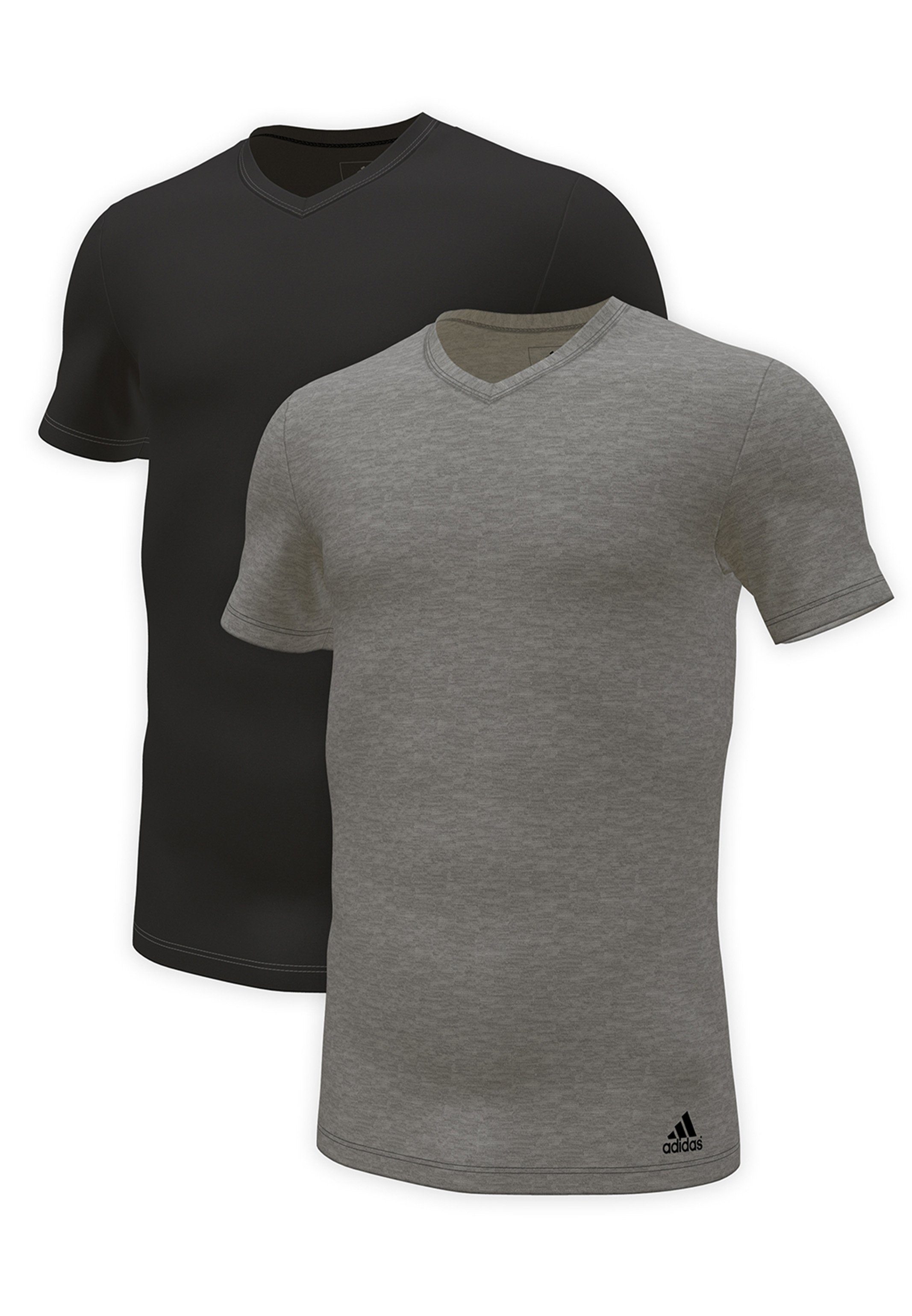 adidas Sportswear Unterhemd Active Flex Cotton 3 Stripes (Spar-Set, 2-St) Unterhemd / Shirt Kurzarm - Baumwolle - Schwarz / Grau