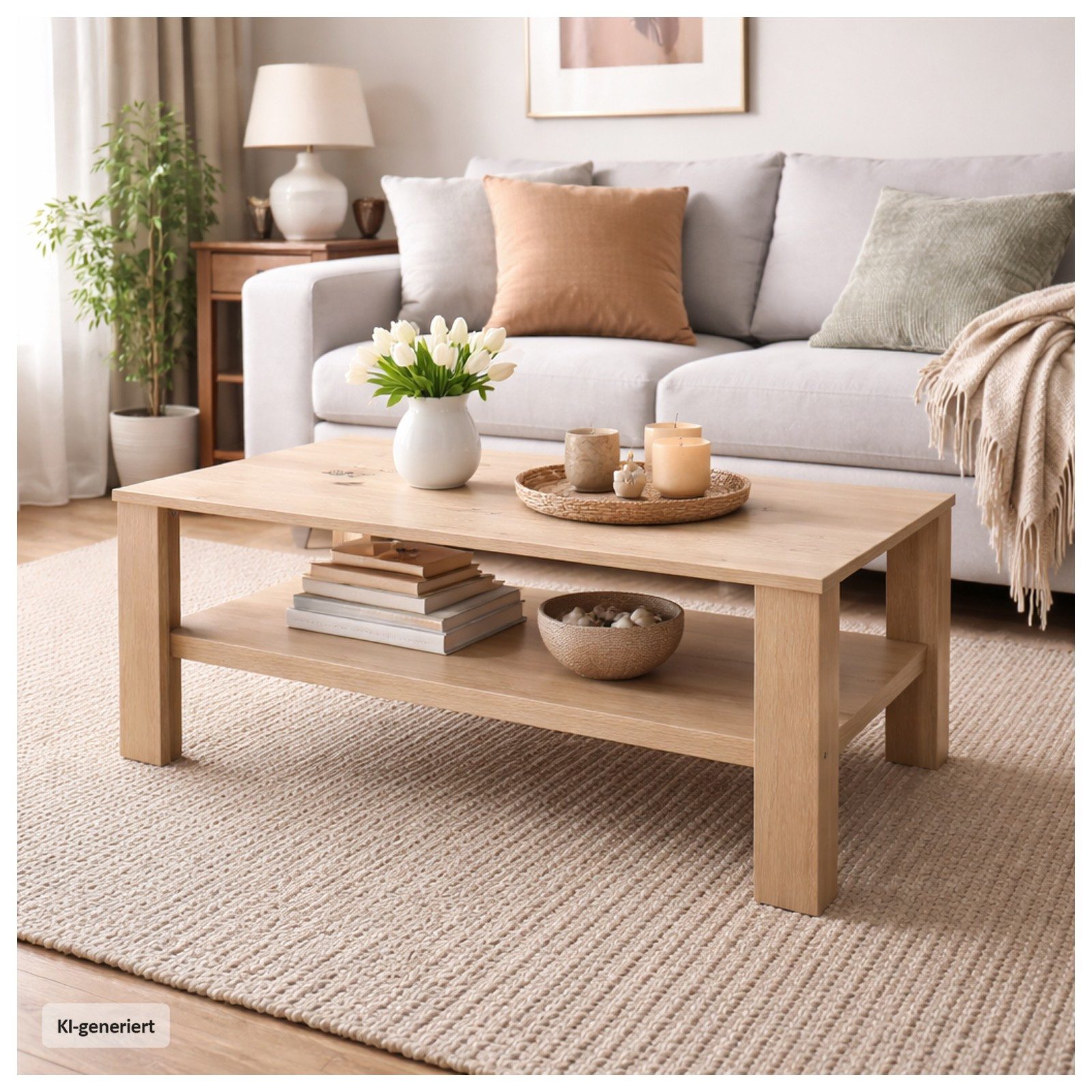HTI-Living Couchtisch Nina Rechteckig Artisaneiche mit Ablage (1 Stück, 1-St., 1 Couchtisch)