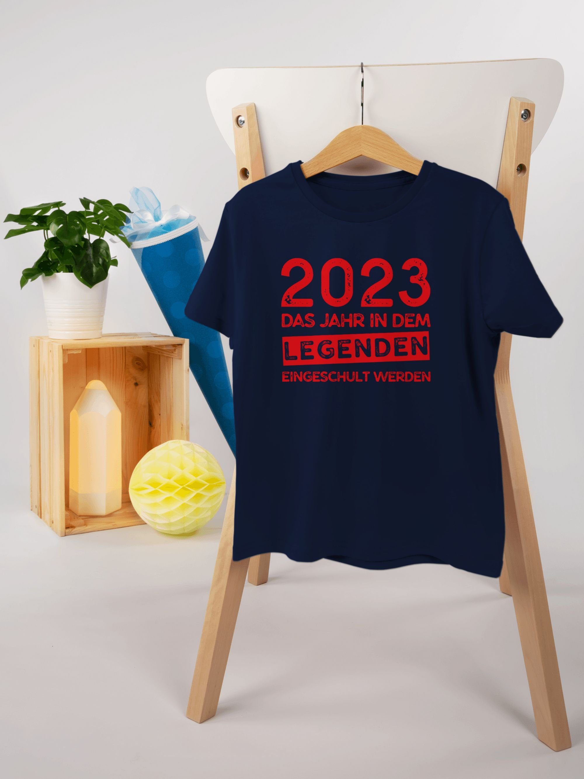 Shirtracer Navy Jahr dem Blau Schulanfang Geschenke Das T-Shirt Einschulung rot Legenden 1 werden Junge in 2023 eingeschult