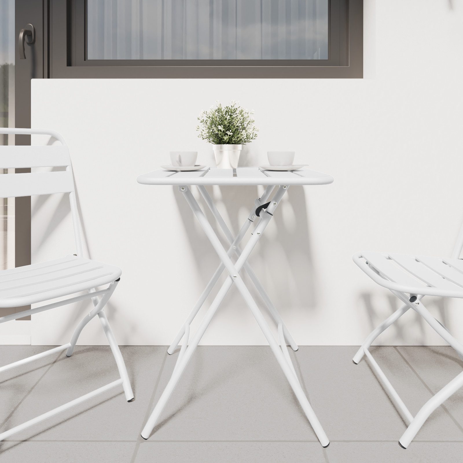 vidaXL Gartentisch Gartentisch Klappbar Weiß 55x55x73 günstig online kaufen