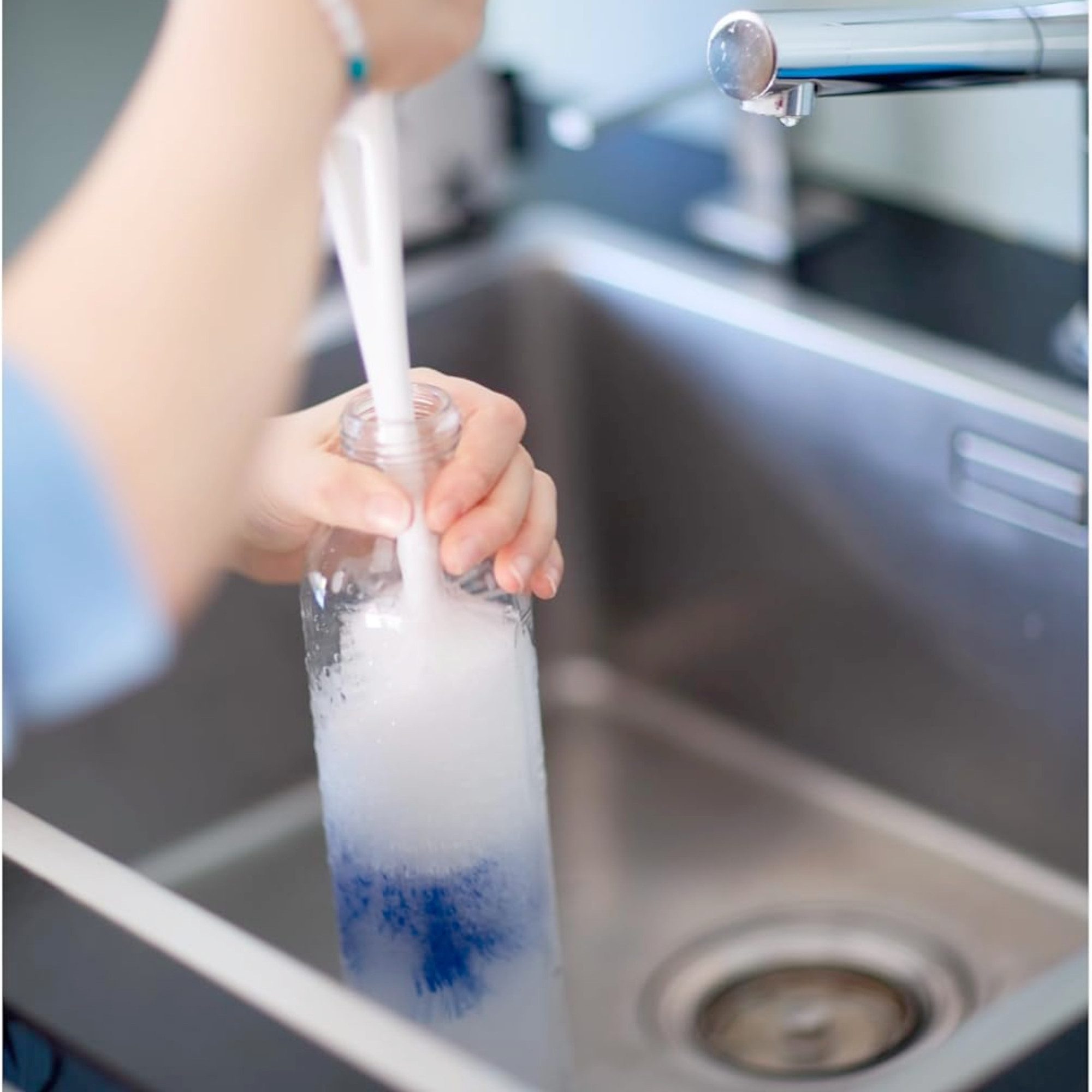 Emil Abtropfmatte Abtropfständer Bambus, Zubehör für Emil Trinkflaschen, Glasflaschen, 3-teiliger Flaschenhalter, BPA-Frei, mit Auffangschale für Wasser