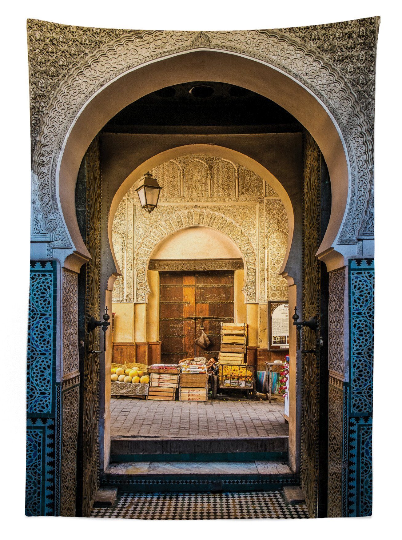 Farbfest Marokkanisch Bereich Tischdecke Waschbar den geeignet Für Motiv Altes marokkanisches Abakuhaus Farben, Außen Klare
