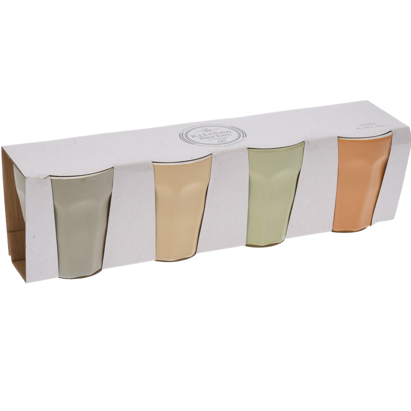 Keramik 250 ml, Pastellfarben, Becher 4 Stück Neuetischkultur Trinkbecher-Set