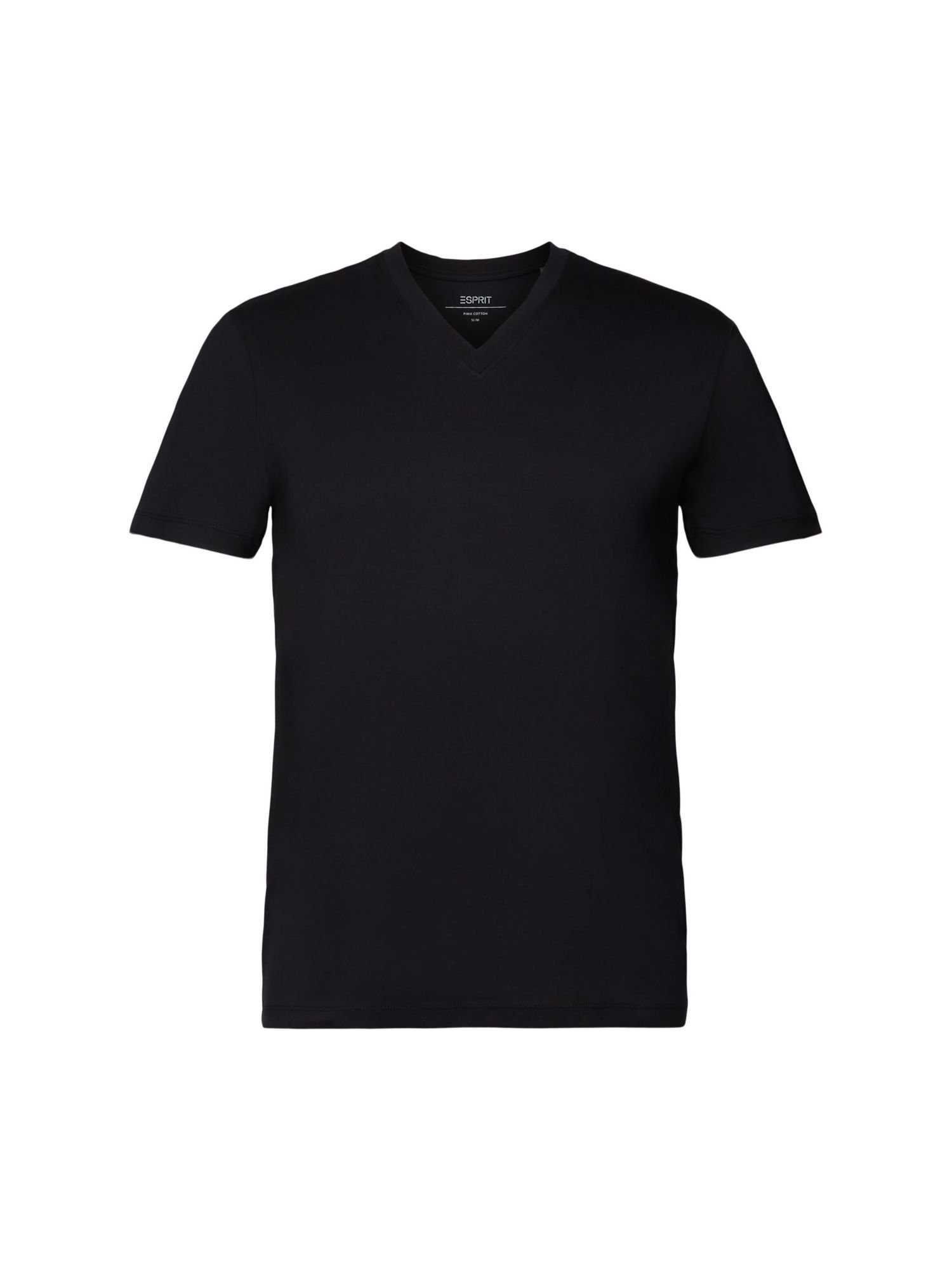 Esprit Collection T-Shirt T-Shirt mit V-Ausschnitt aus Pima-Baumwolle (1-tlg) BLACK