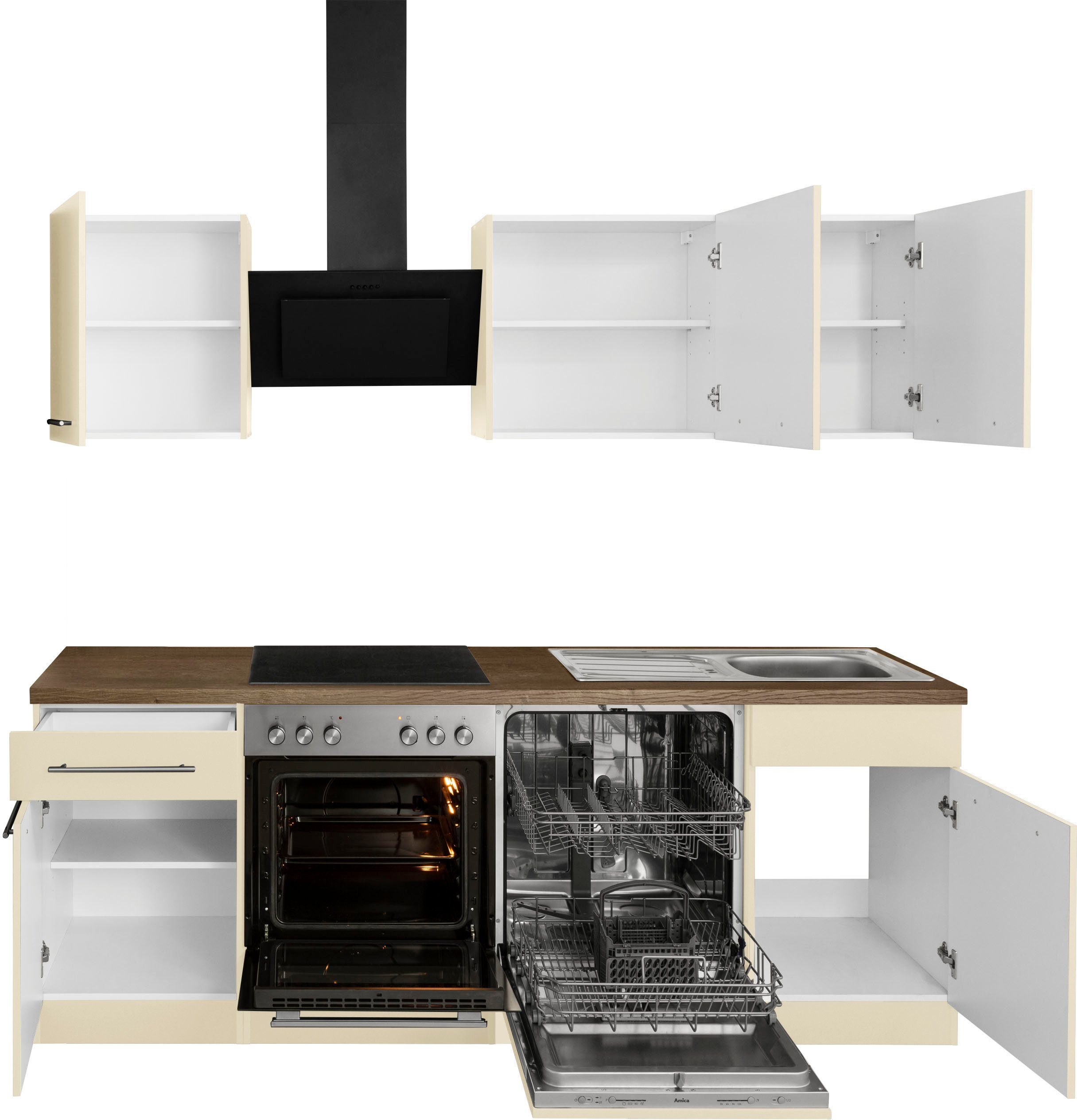 wiho Küchen Küchenzeile Unna, ohne E-Geräte, Breite 220 cm