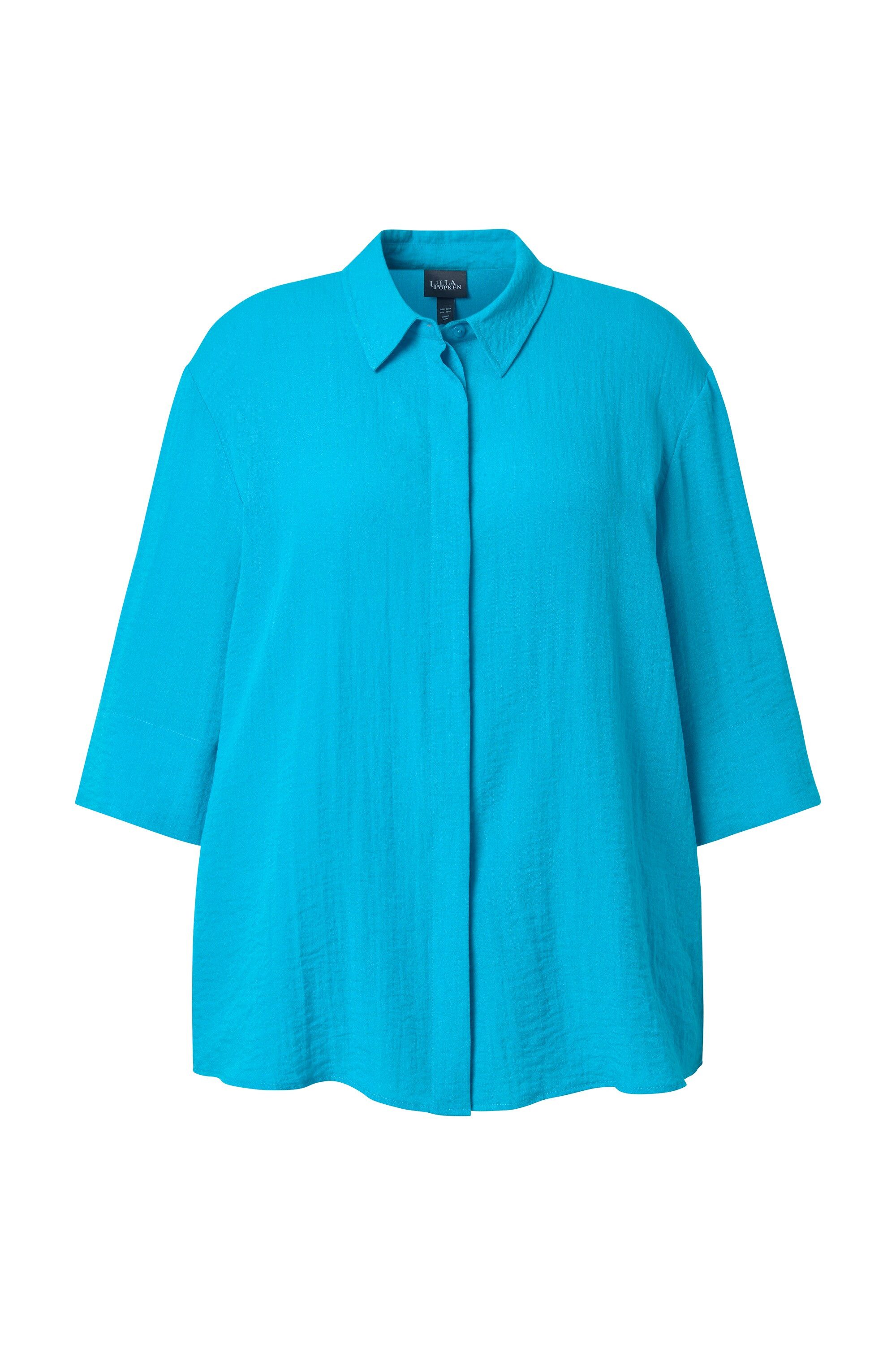 Hemdbluse Hemdbluse Rückenfalte Hemdkragen 3/4-Arm