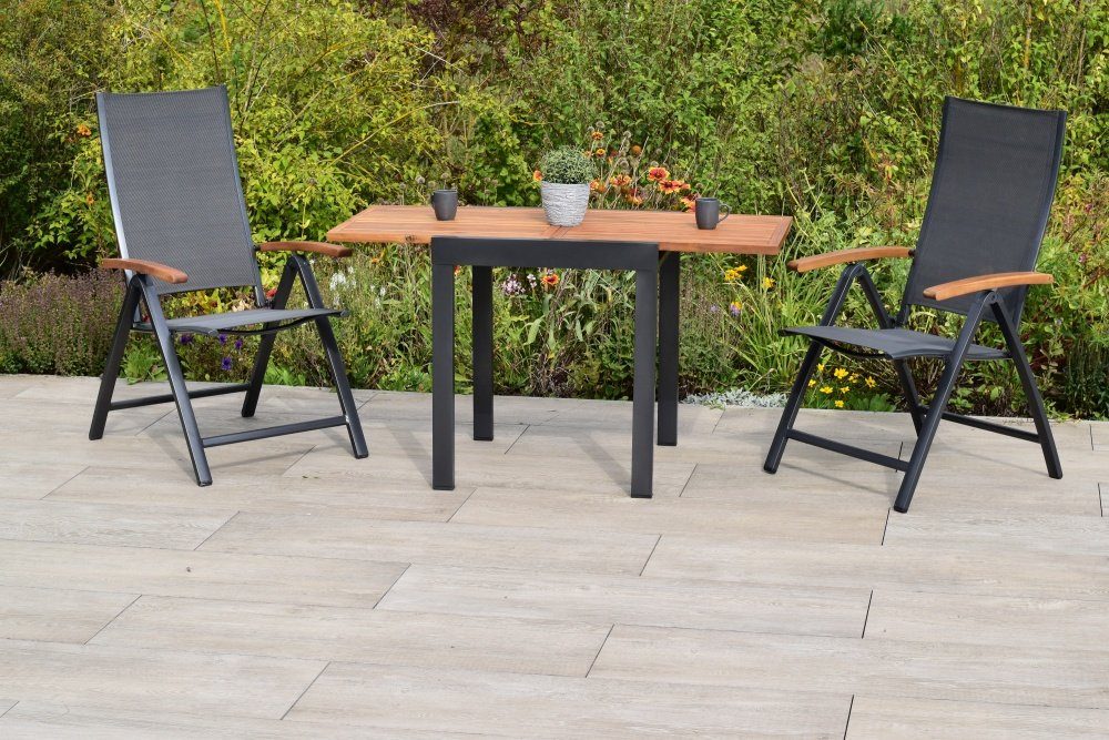 MERXX Balkonset Toblino, (Set, 1 Tisch/2 Sessel), Bestehend aus zwei Sesseln mit ausziehbarem Tisch.