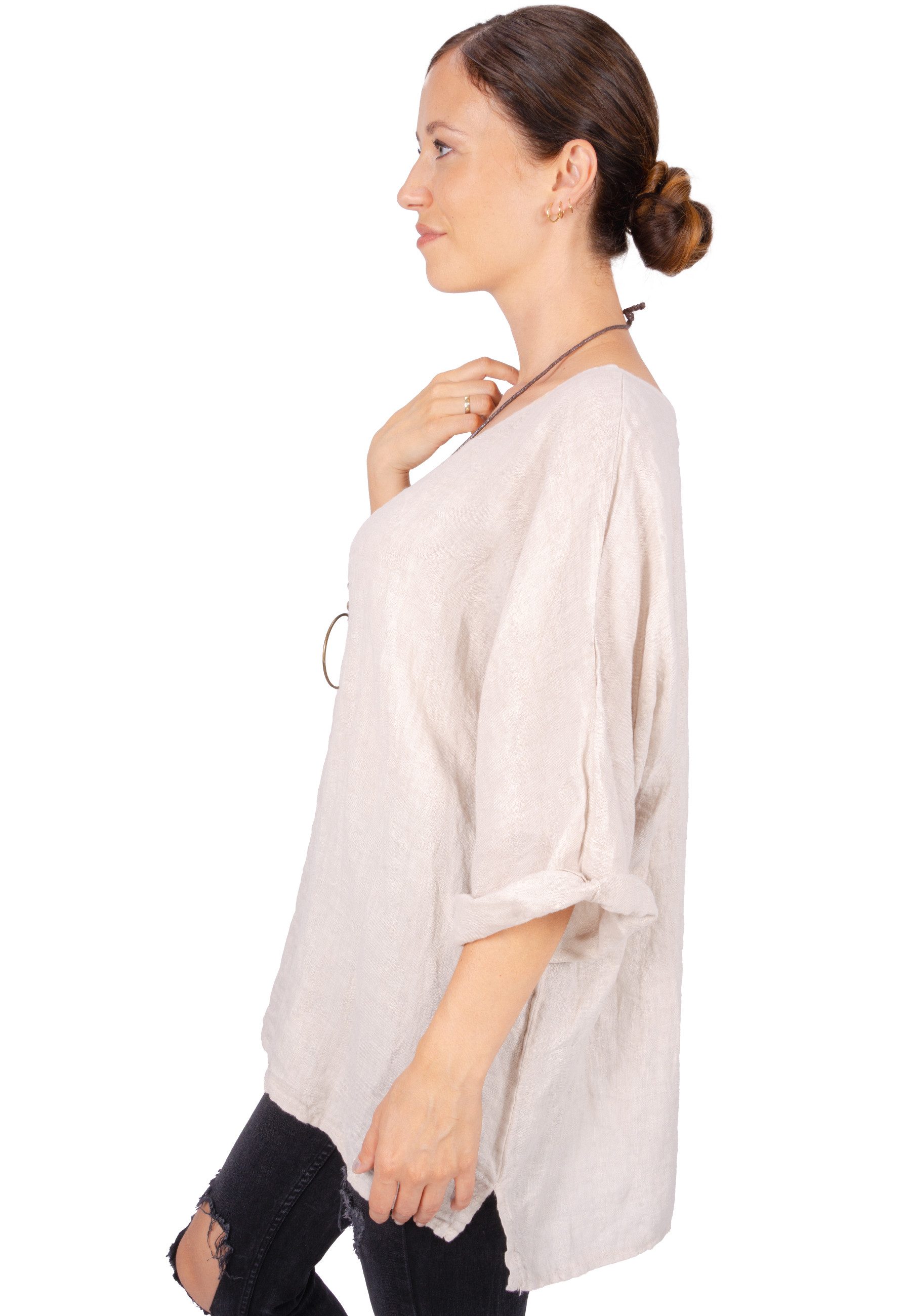 Seasons of April Kurzarmbluse Oversized Lina Weit geschnittene Leinenbluse günstig online kaufen