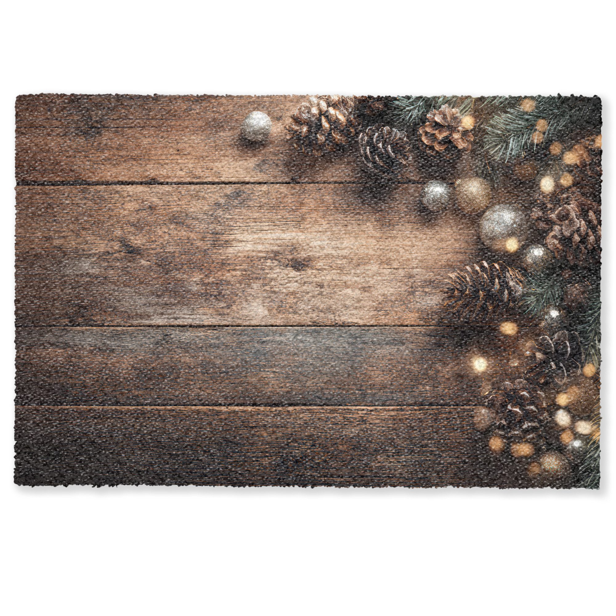 MuchoWow Fußmatte Weihnachts-Eckdekoration - Tannenzapfen - Lichter, Rechte günstig online kaufen