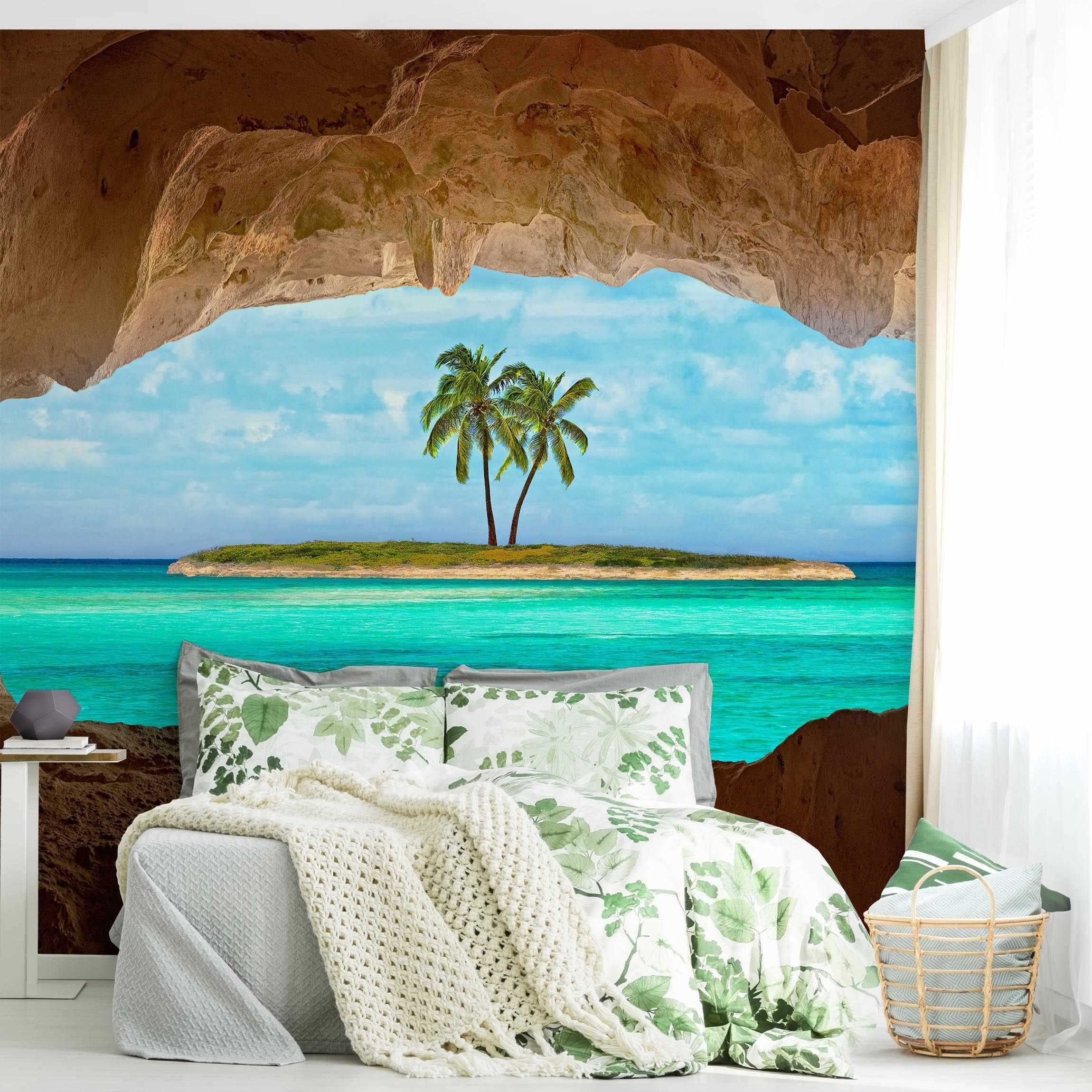 Bilderdepot24 Fototapete Strand & Meer Paradies Natur Landschaft Maritim Meerblick, Glatt, Matt, (Vliestapete inkl. Kleister oder selbstklebend), Wohnzimmer Schlafzimmer Küche Flur Motivtapete Vliestapete Wandtapete