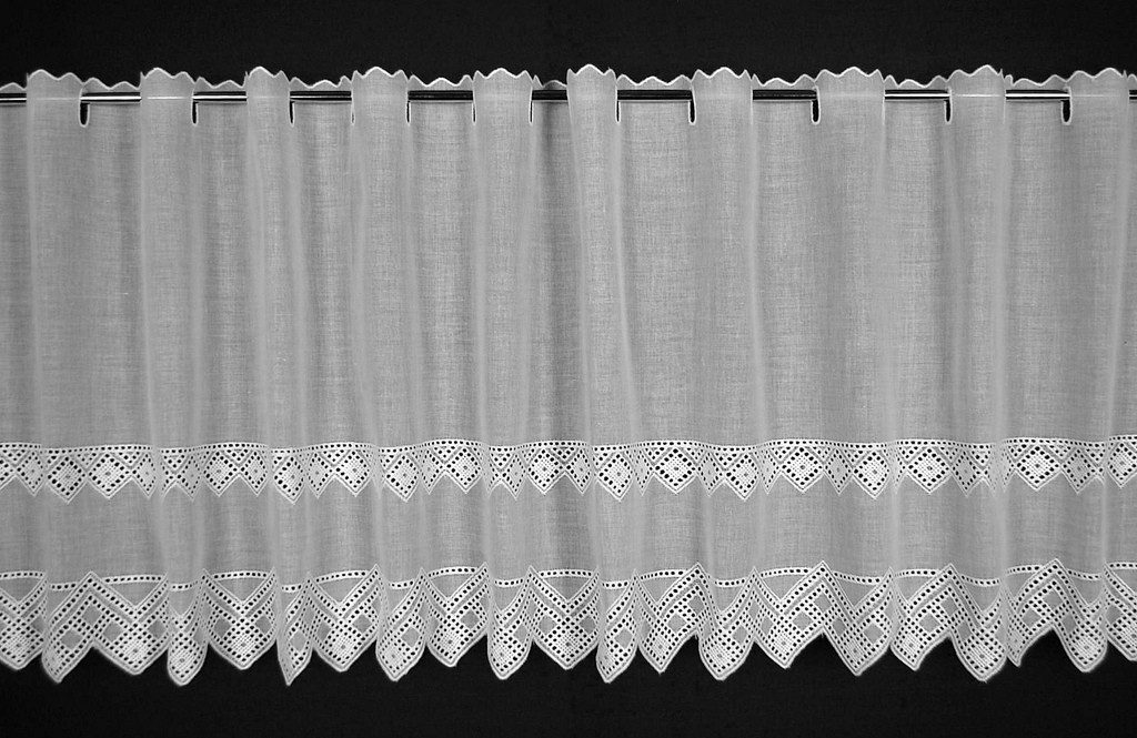 Gardinen Kranzusch Scheibengardine gezackter Abschluss, Stangendurchzug, tr günstig online kaufen