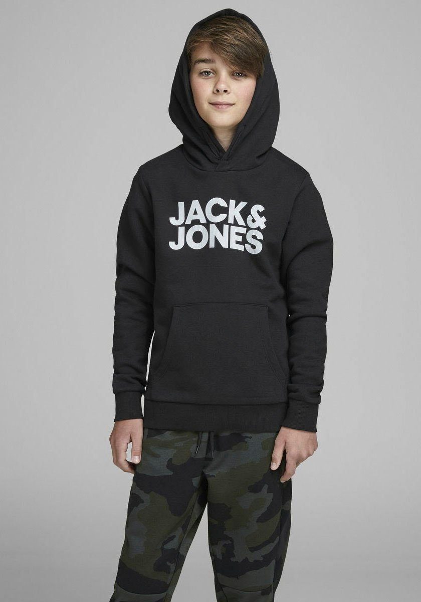 Jack & SWEAT Print Junior black/Large Jones Kapuzensweatshirt JJECORP LOGO HOOD