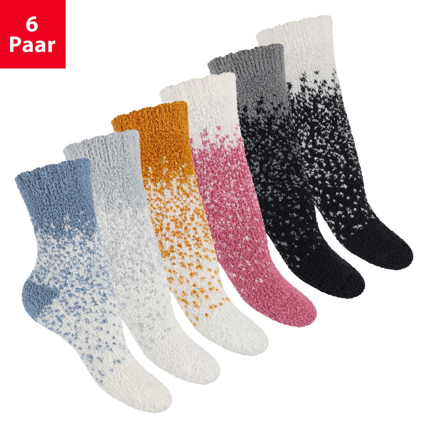 Footstar Kuschelsocken Plüschsocken für Damen & Herren Socken (6 Paar)