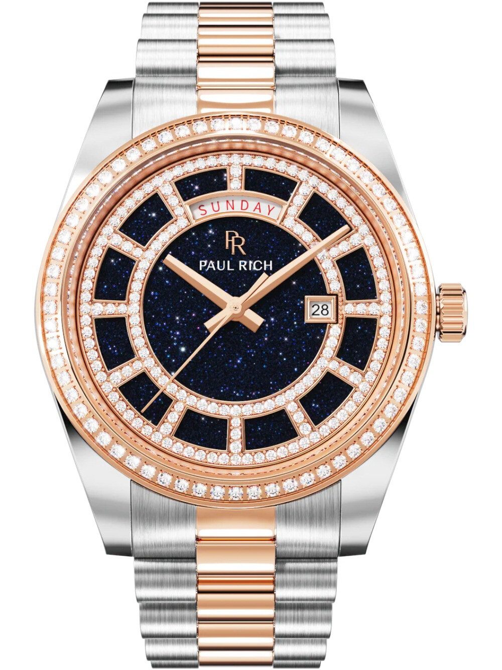 Paul Rich Quarzuhr Paul Rich PR-47456 Herrenuhr Crown Legacy Silver Rose Gold Aventurine Paul Rich PR-47456 Herrenuhr Crown Legacy Silver Rose Gold Aventurine Blue 40mm 5ATM