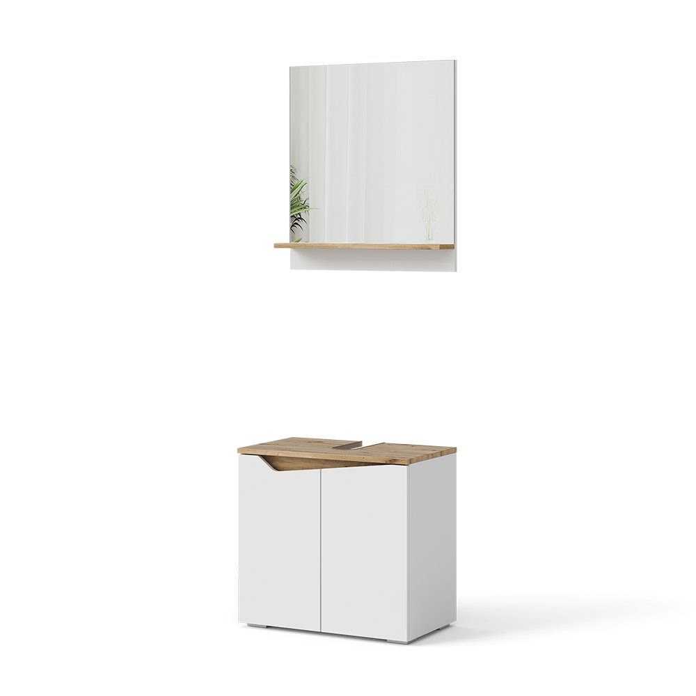 Vicco Badmöbel-Set Marelle, Weiß/Artisan-Eiche, 2 Teile, günstig online kaufen