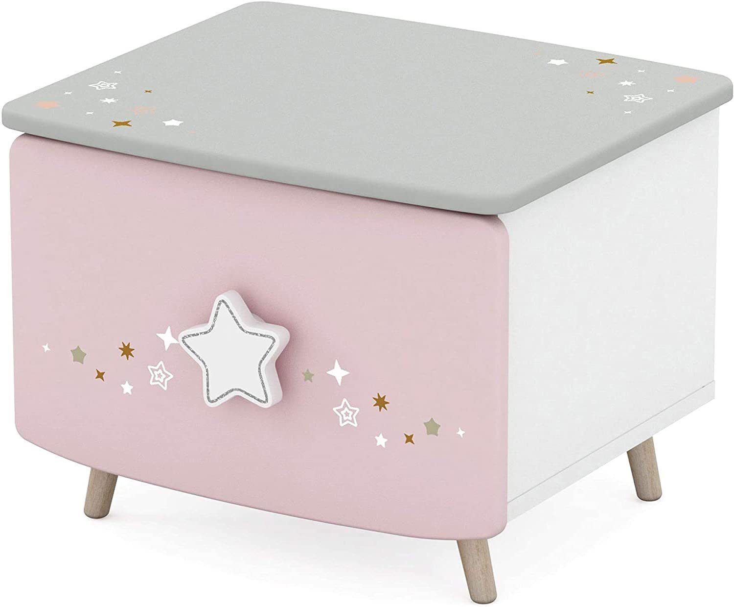 habeig Nachttisch Nachtkommode Mädchen Kinderzimmer Nachttisch Nachtschrank Rosa Weiss, abgerundete Kanten