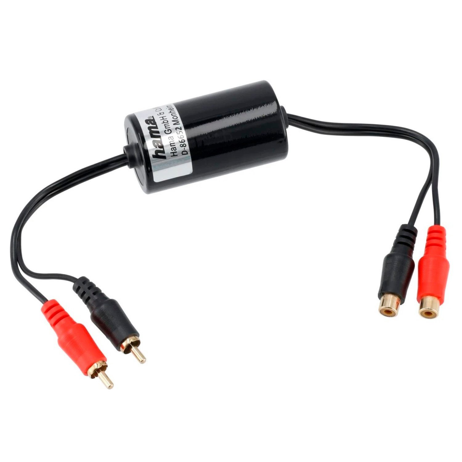 Hama NF Entstör-Filter Masse-Entkoppler 2 Kanal Auto-Adapter Cinch zu Cinch-Buchse, Chinch Cinch PKW Kfz Auto-Radio verhindert Störgeräusche