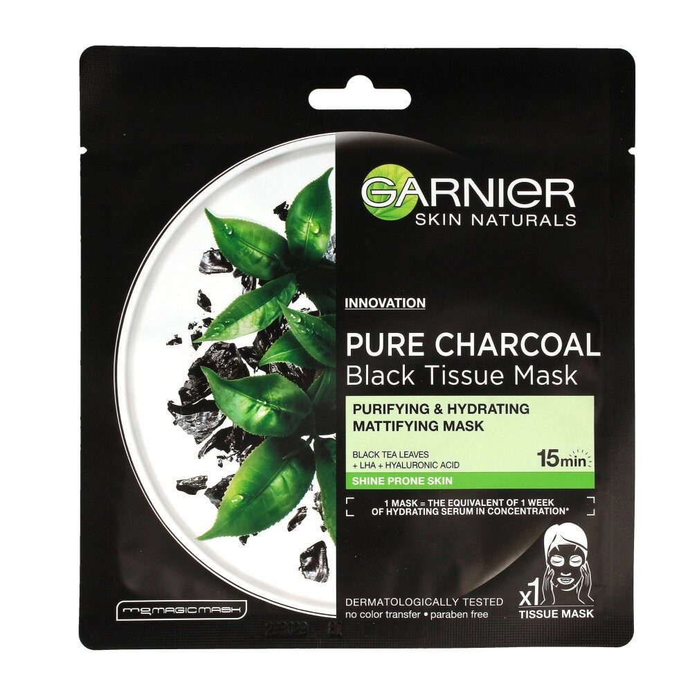 GARNIER Gesichtsmaske Haut Naturals Pure Charcoal Black Textile Mask