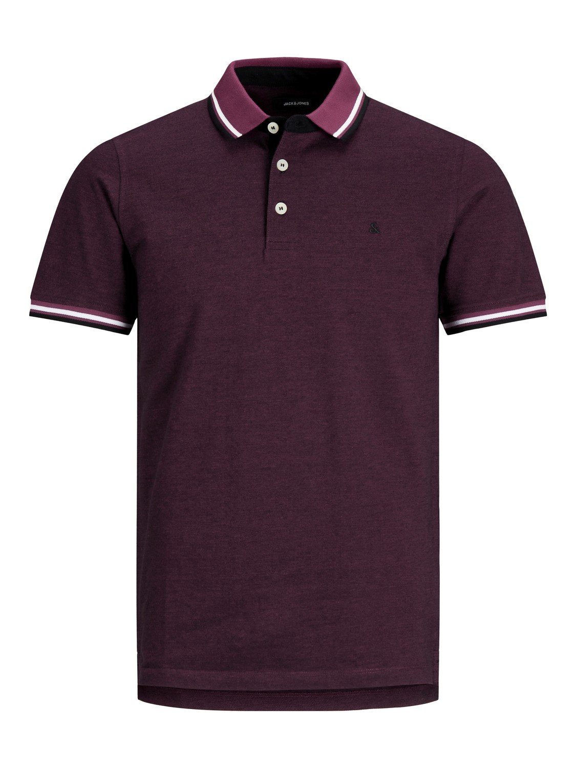 Violett Sommer Kragen 3613 JJEPAULOS Cotton & (1-tlg) Shirt Pique Polo Jack in Jones Poloshirt Hemd