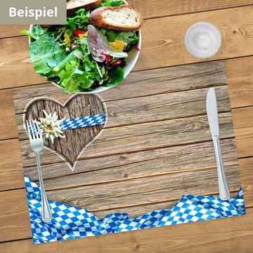 Platzset, Tischsets, Platzsets - Bayern Herz mit Edelweiß, Tischsetmacher, (aus Naturpapier in Aufbewahrungsmappe, 12-St., 44 x 32 cm weiß/blau)