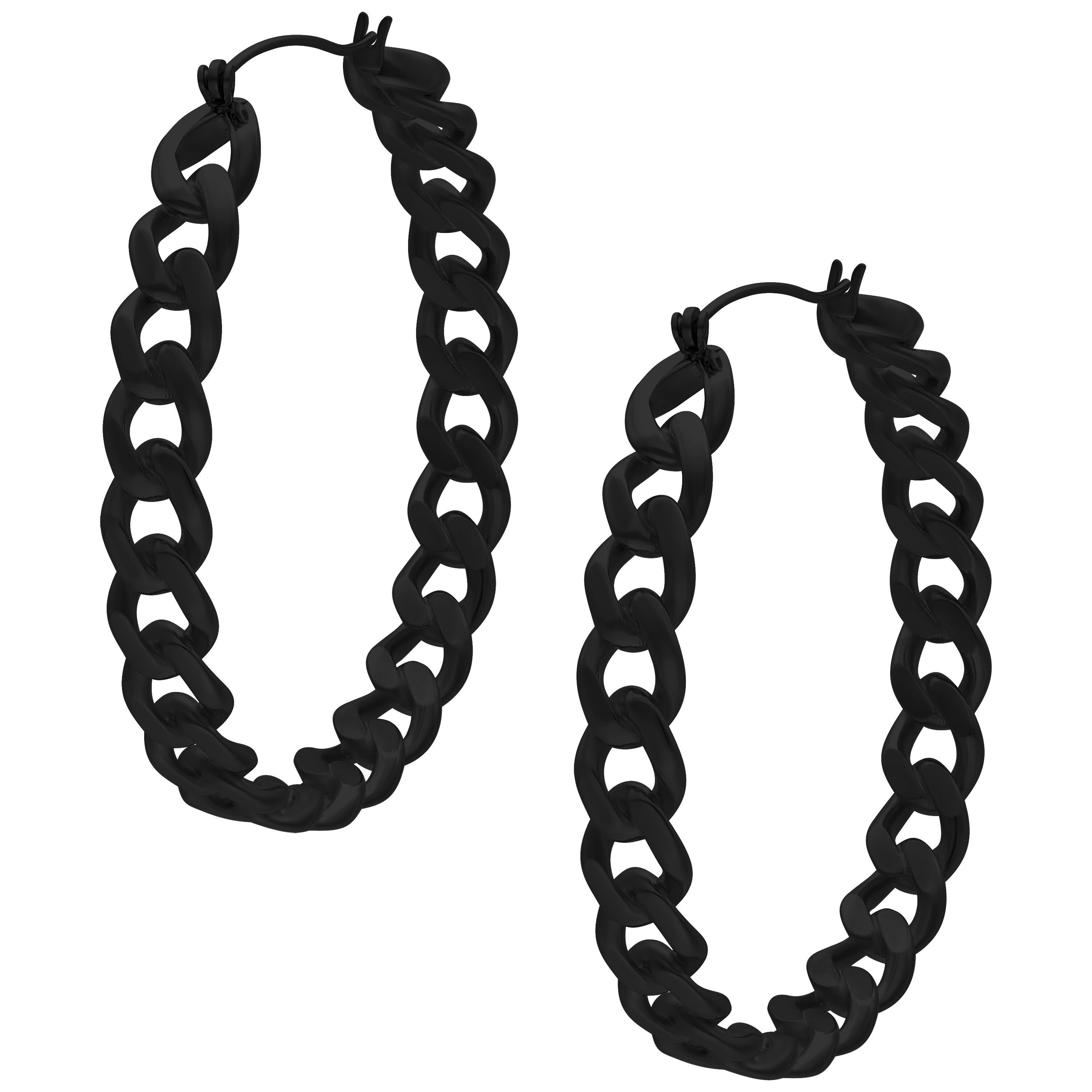 Paar Ohrhänger Curbchain Hoops - Schwarz