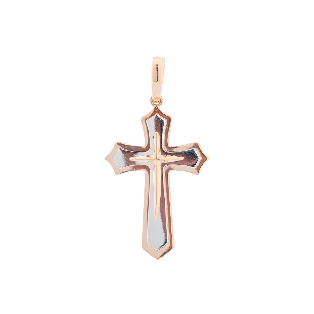 Golders Kreuzanhänger Anhänger aus 585 Rotgold und Titanstahl (1-tlg), Titan Goldschmuck Kreuz in Kreuz
