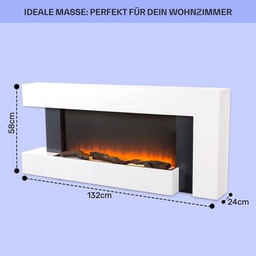 Klarstein Elektrokamin Studio Light & Fire 2, elektrischer Kamin mit Heizfunktion Heizlüfter elektrischer Kaminofen