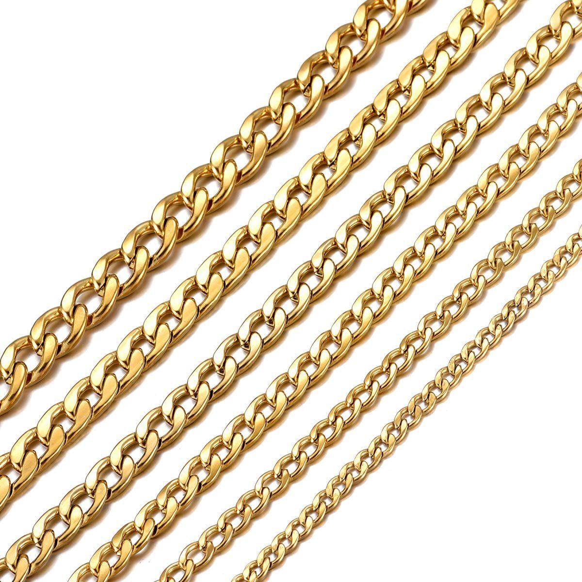 Goldkette, Längen Anhänger mit aus Breiten Halskette Edelstahl, für Panzerkette verschiedene und Herren, Kette DonDon
