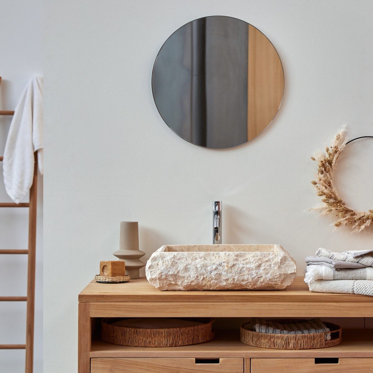 Tikamoon Waschbecken Waschbecken aus Marmor Scrula Slim cream günstig online kaufen