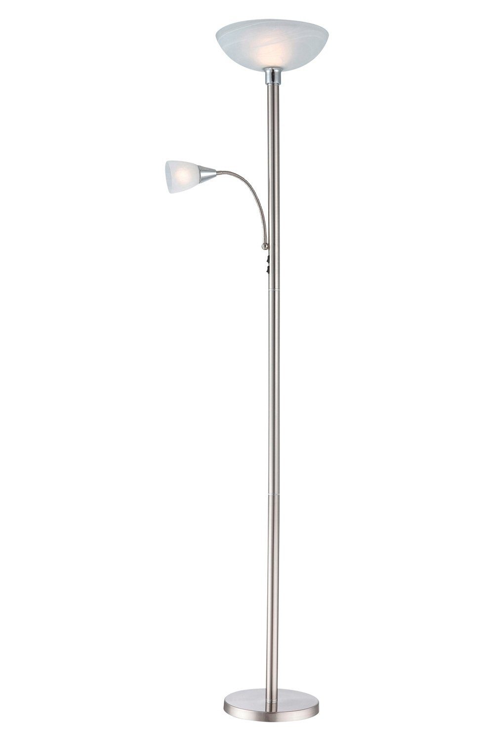 Globo LED Uplighter BLADE, 2-flammig, H 178 cm, Nickelfarben, Weiß, Lesearm, LED wechselbar, Warmweiß, Metall, Glasschirme