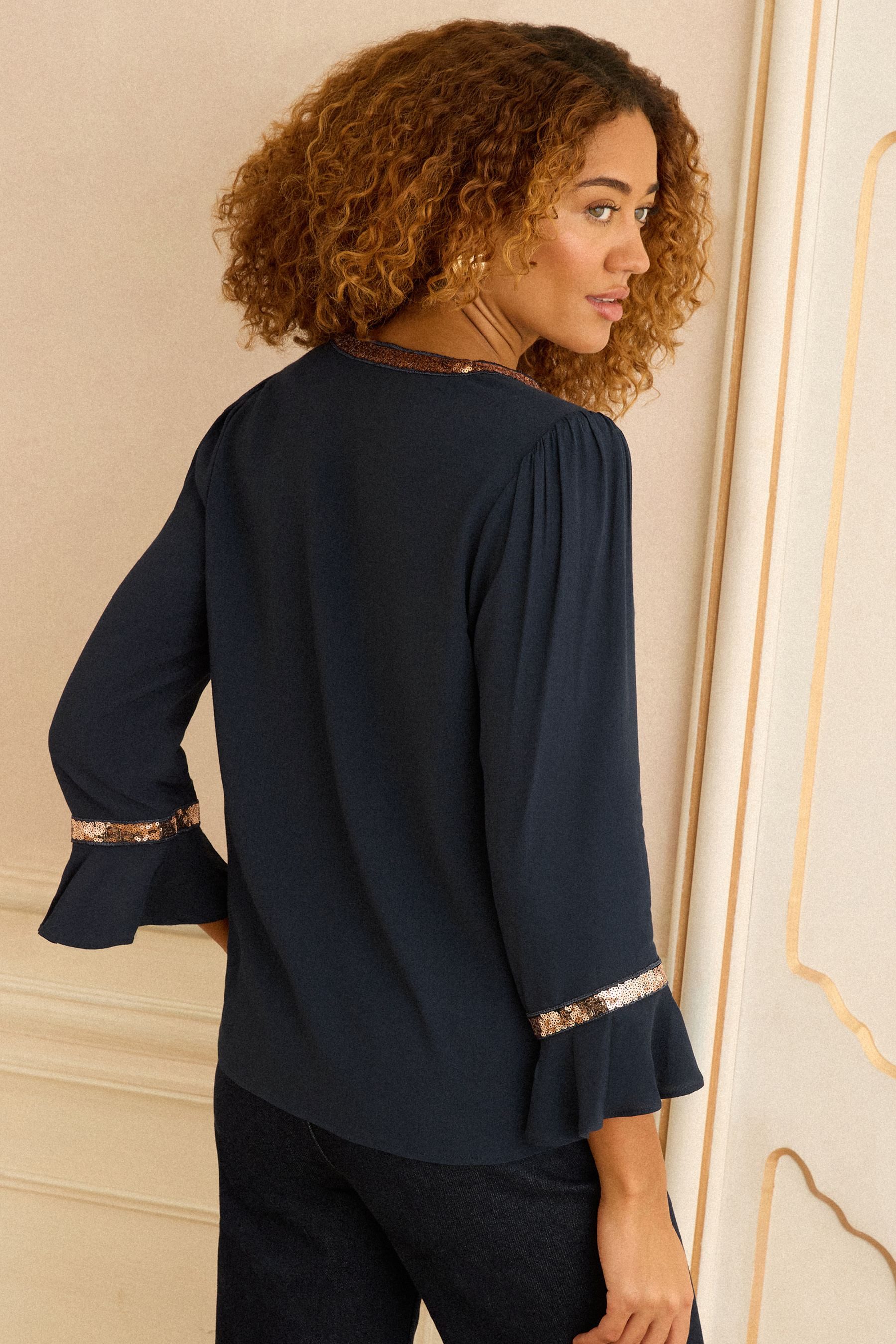 Love & Roses Langarmbluse Love & Roses Bluse mit Paillettenbesatz (1-tlg) günstig online kaufen