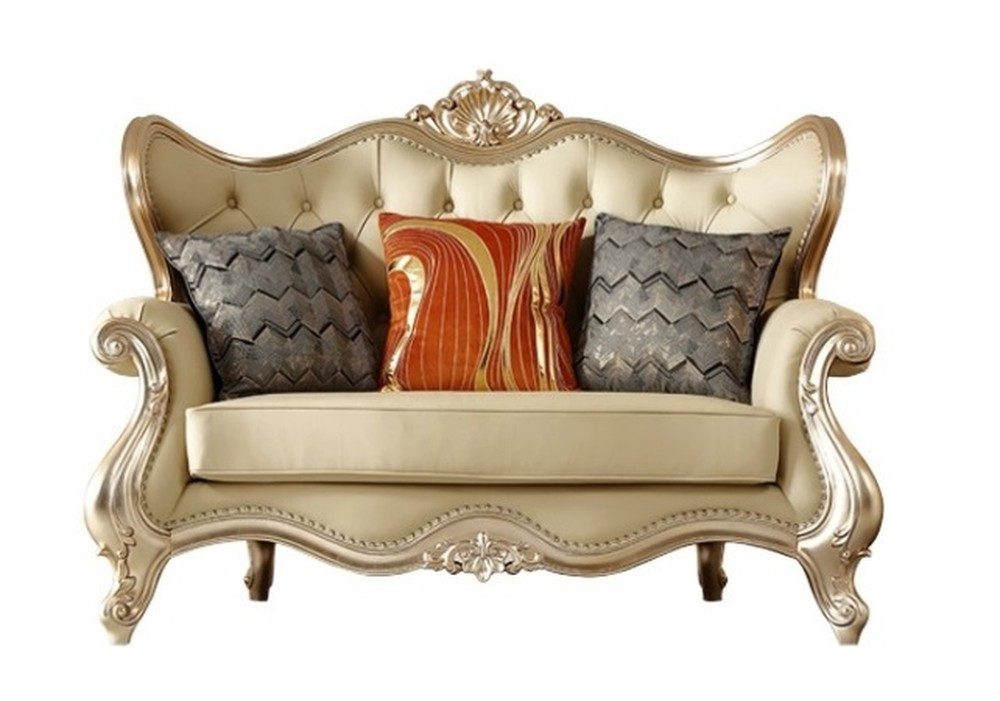 JVmoebel Chesterfield-Sofa Chesterfield Beiges Sofa 2-Sitzer Komfortsofa Stilvoll, 1 Teile, Made in Europa