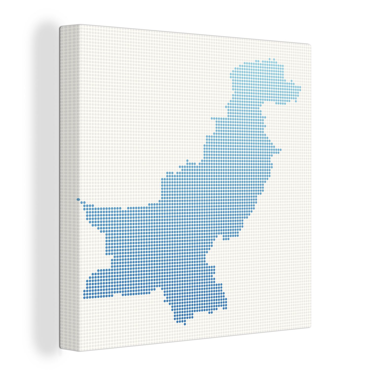 OneMillionCanvasses® Leinwandbild Eine Illustration der Karte Pakistans im Punktmuster, (1 St), Leinwand Bilder für Wohnzimmer Schlafzimmer