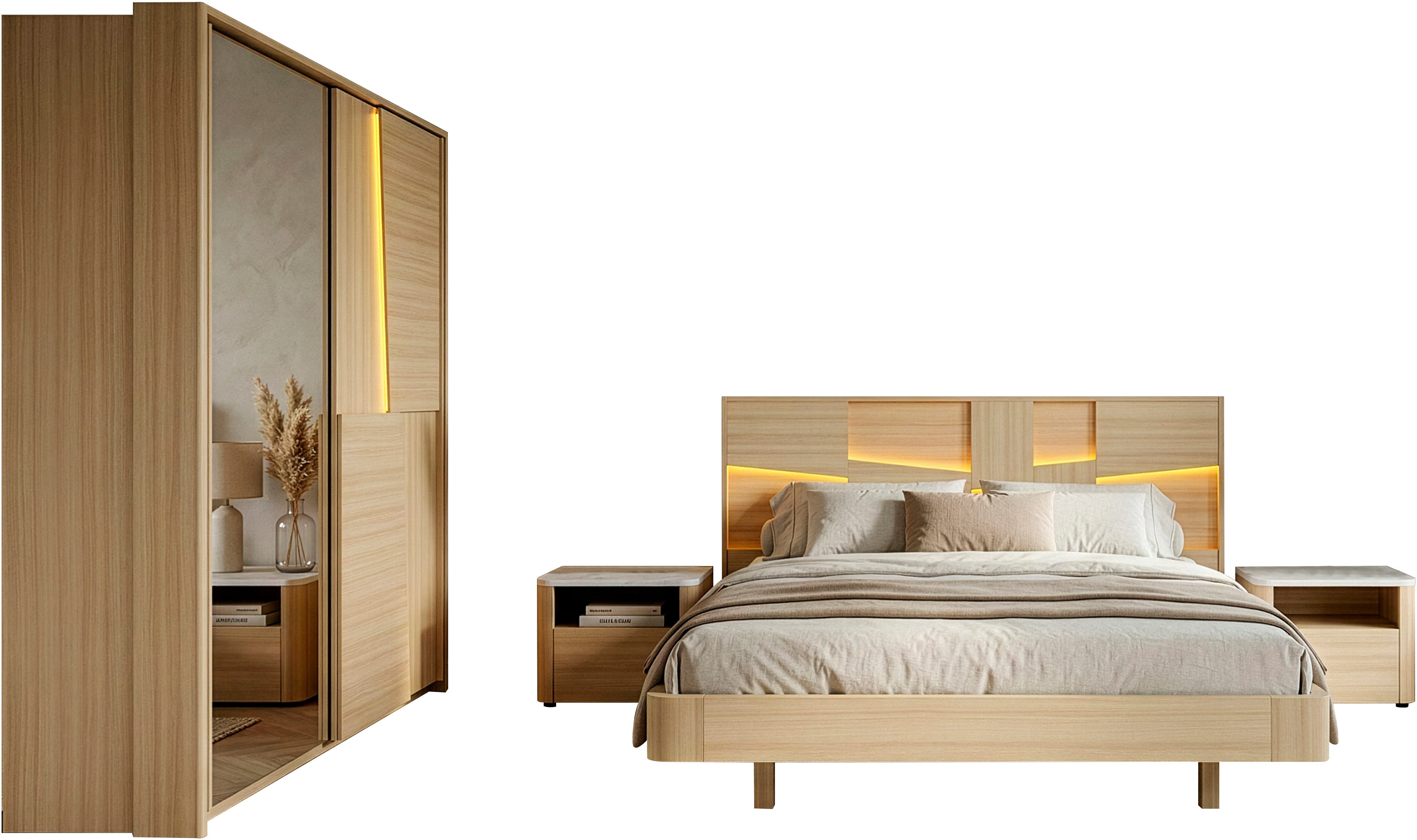 Gami Schlafzimmer-Set SILVA, (4-tlg), Ein elegantes und praktisches Schlafzimmer
