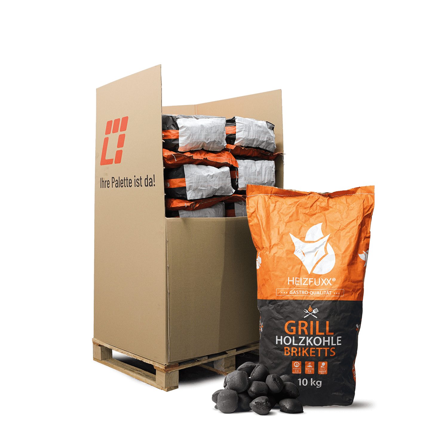 HEIZFUXX Брикеты барбекю, 200 kg, (Palette, 20-St)