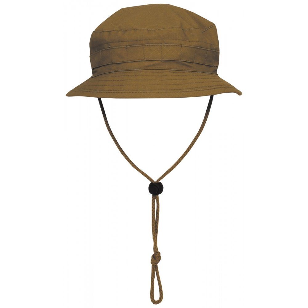 MFH Outdoorhut Brit. Buschhut, mit Kinnband, SF Boonie, R/S, coyote tan - M (Packung) umlaufende Schlaufen