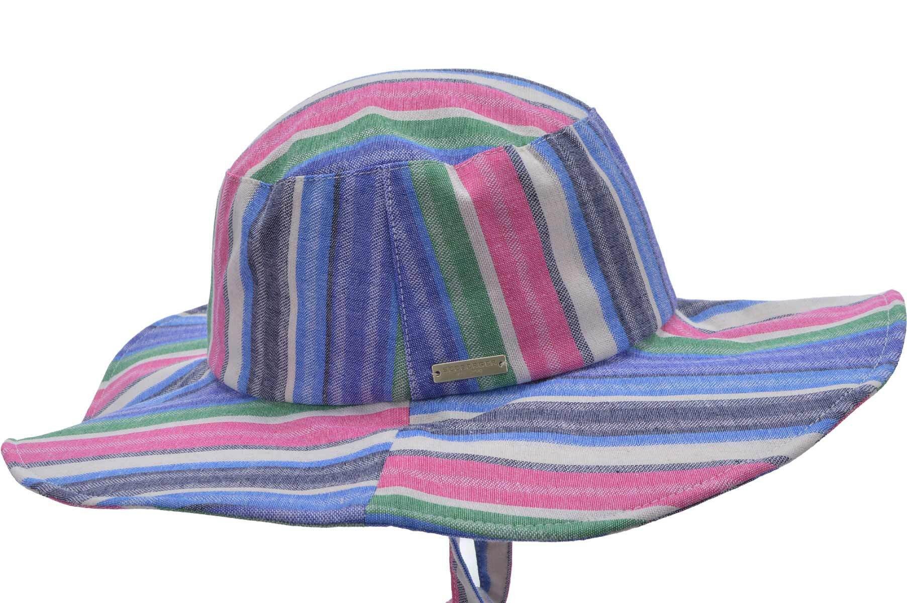 Seeberger Sonnenhut Baumwollmischstoff Flapper bunt gestreift 55826-0