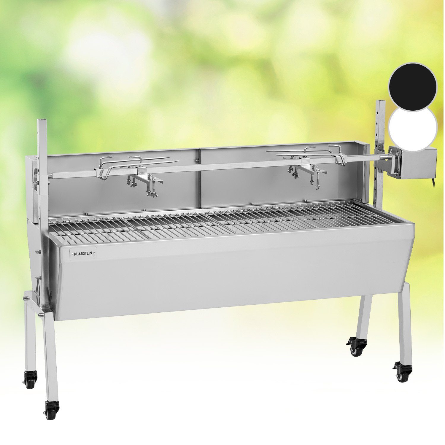 Klarstein Holzkohlegrill Sauenland Pro, Set, Grillspieß mit Motor Grill Drehspieß mit Motor Spanferkel Grill