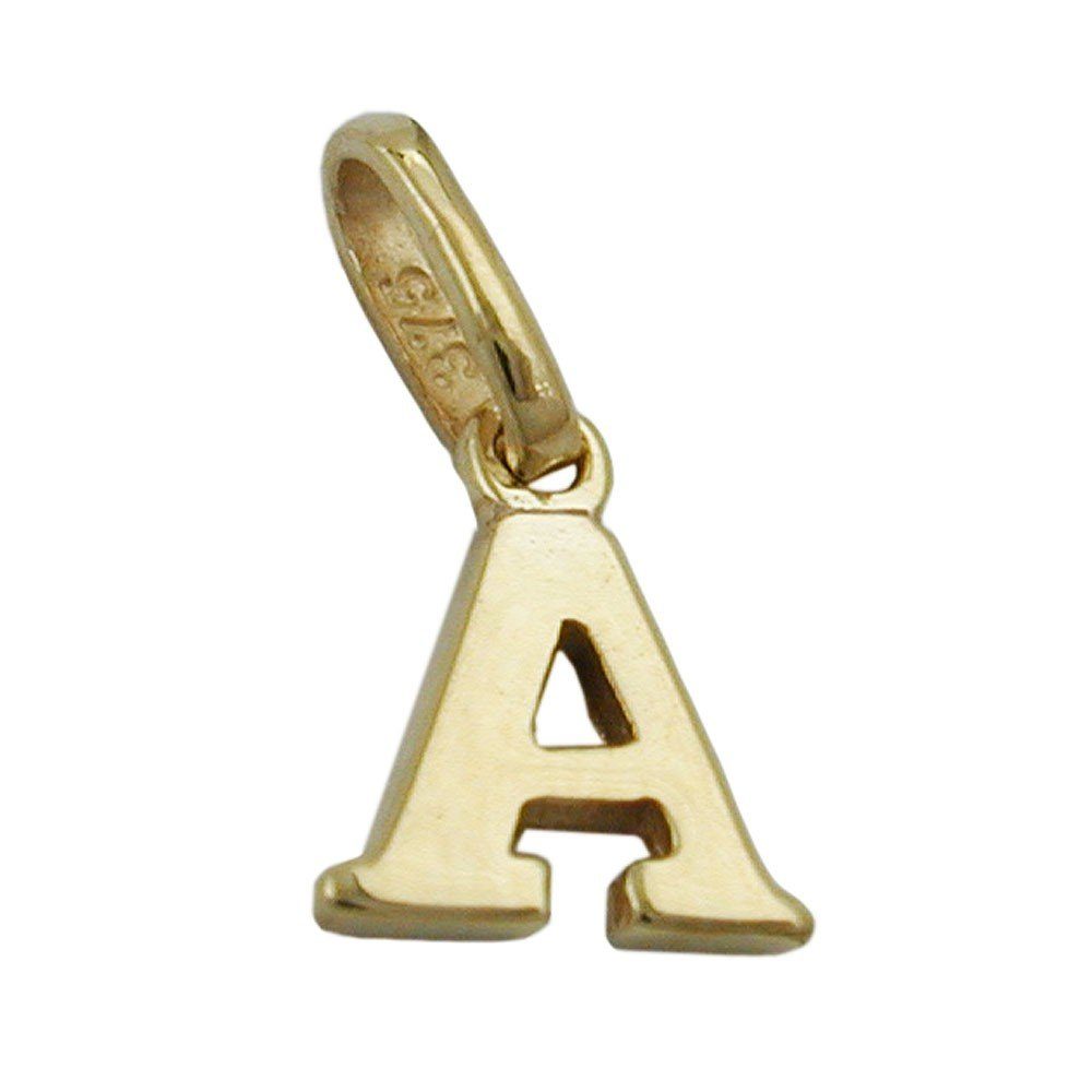 Buchstabe Kettenanhänger Goldbuchstabe Unisex, Schmuck 375 ' 375 aus Gelbgold Gold Anhänger ' Gold Einhänger A Krone