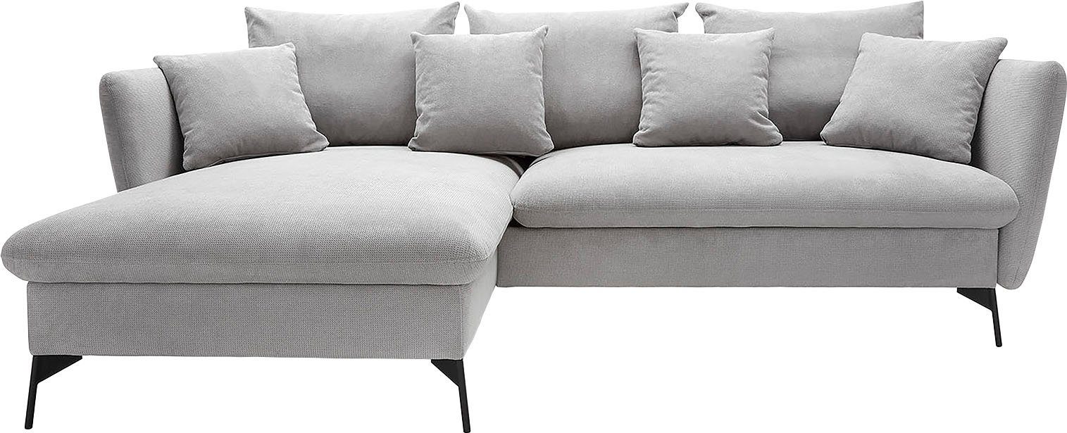 andas Ecksofa LIVORNO,258 cm, L-Form, Schlaffunktion u. Bettkasten (139/224cm), Samt, Struktur, Webstoff